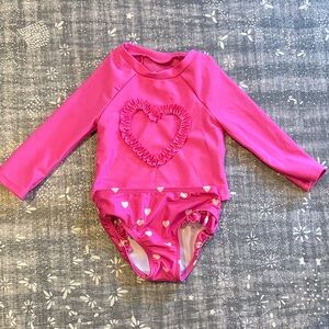 Pink Heart Kids Swimsuit Rashguard size 12M